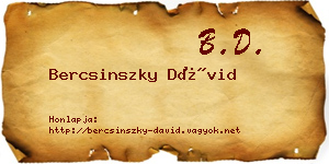 Bercsinszky Dávid névjegykártya